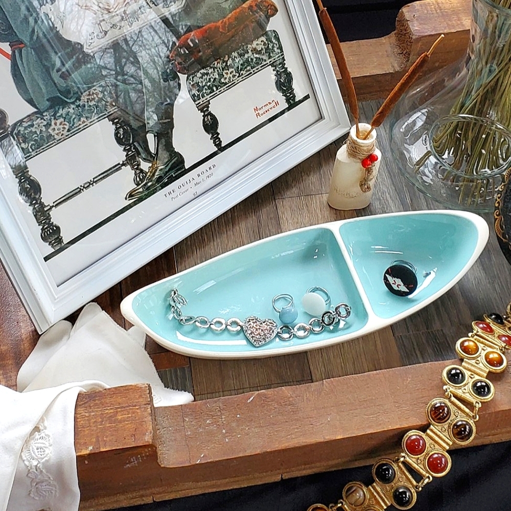 Tiffany Blue Ceramic Double Dish Tray